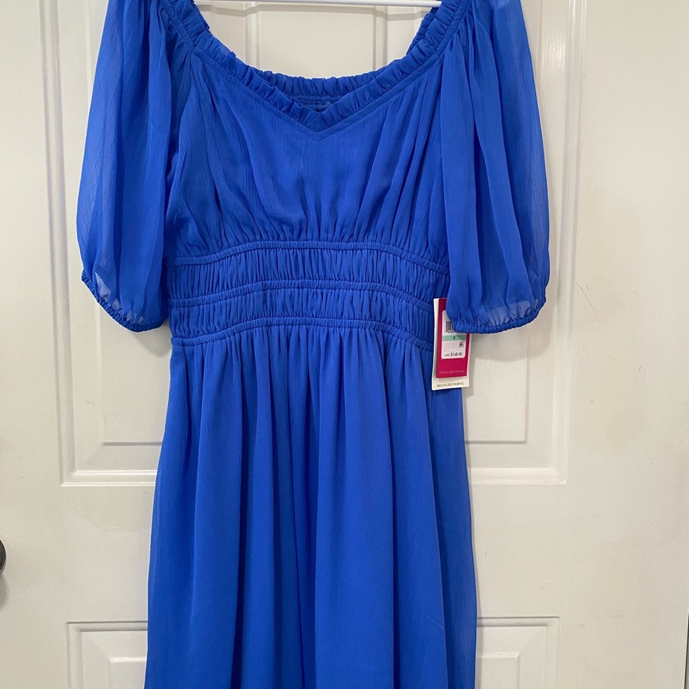 Elegant Blue Off-Shoulder Dress